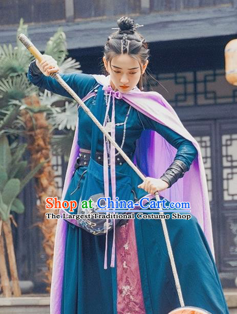 China Wuxia TV Series Fei Hu Wai Zhuan Heroine Yuan Zi Yi Clothing Ancient Heroic Woman Costumes Qing Dynasty Female Outfit