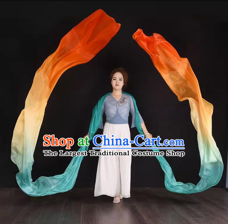 China Women Solo Dance Fan Handmade Long Ribbon Classical Dance Silk Water Sleeve