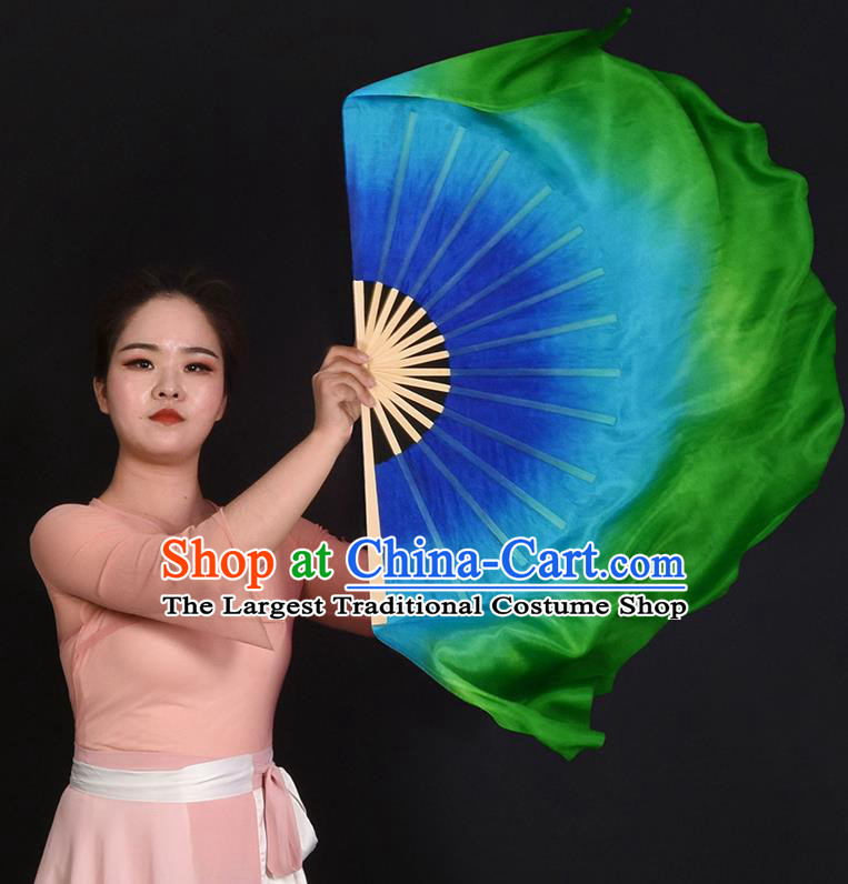 China Jiaozhou Yangko Dance Silk Fan Handmade Ribbon Fan Classical Dance Fan