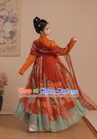 China Woman Red Hanfu Dress Tang Dynasty Royal Princess Clothing Ancient Palace Lady Costumes