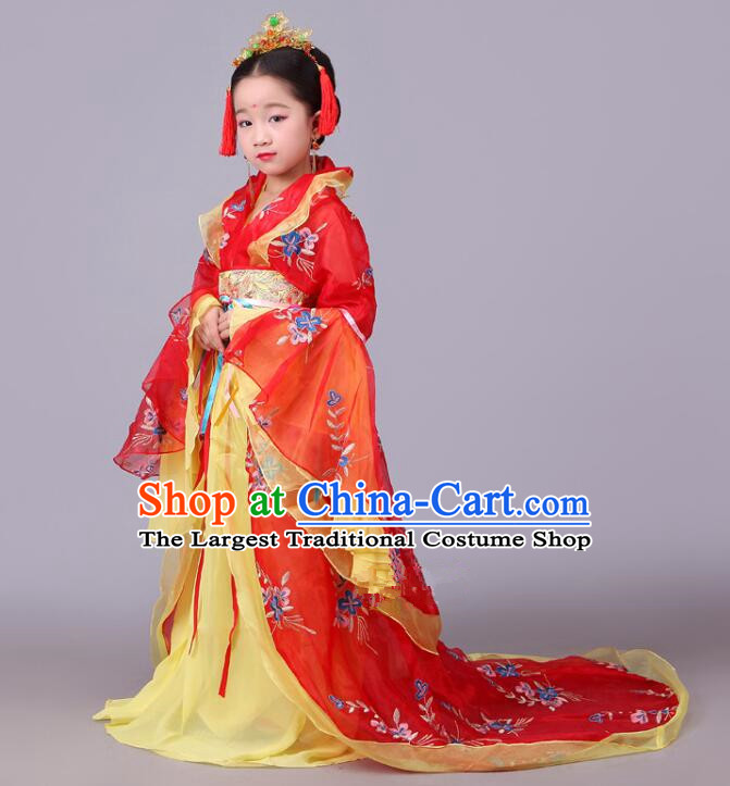 Chinese Tang Dynasty Princess Clothing Children Hanfu Dress Ancient Fairy Costumes