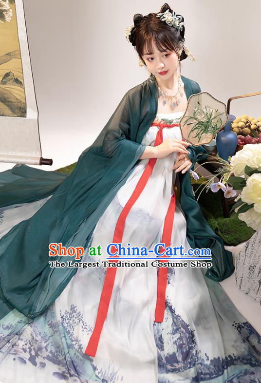 China Tang Dynasty Princess Costumes Ancient Noble Lady Clothing Traditional Woman Ruqun Printing Hanfu Dress