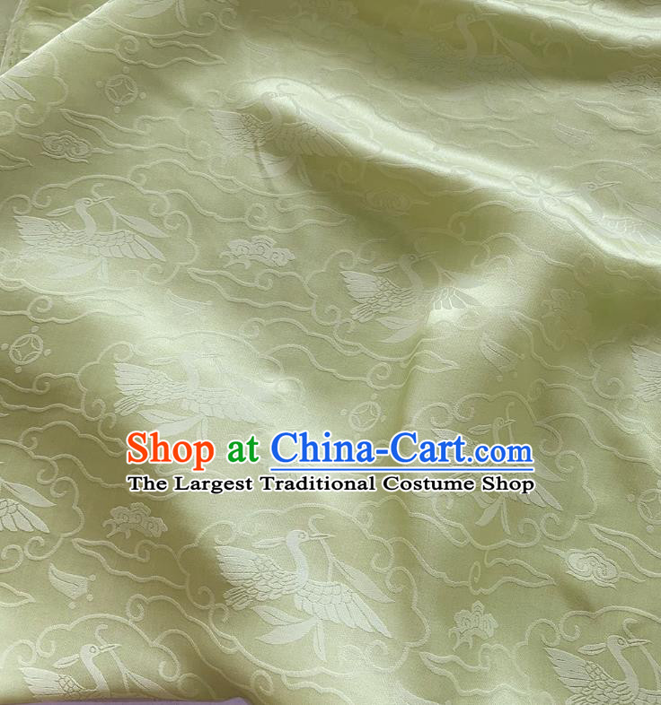 Light Green China Traditional Wild Goose Hold Reed Design Material Classical Cheongsam Cloth Mulberry Silk Jacquard Satin Fabric