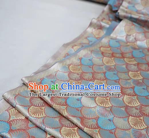 Silver White China Drapery Traditional Brocade Fabric Hanfu Classical Pine Needle Pattern Design Cloth