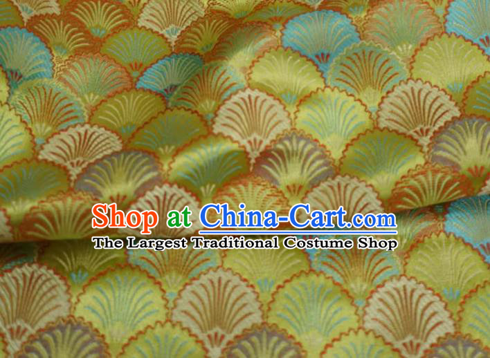 Lime China Cheongsam Drapery Traditional Brocade Fabric Classical Pine Needle Pattern Design Cloth