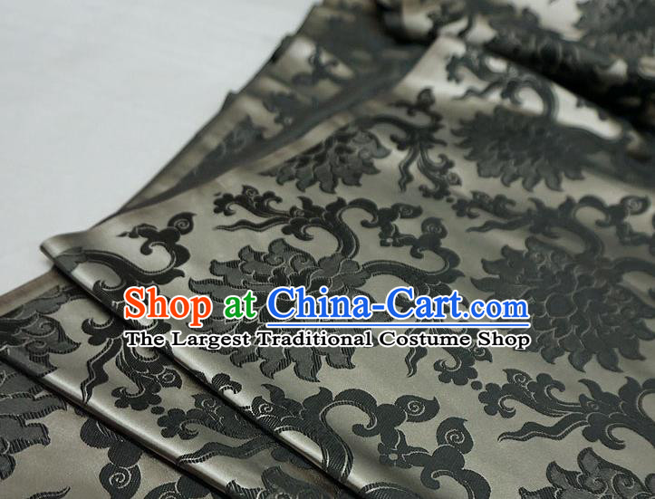 Grey China Traditional Brocade Fabric Classical Passion Flower Pattern Design Cloth Tibetan Dress Drapery