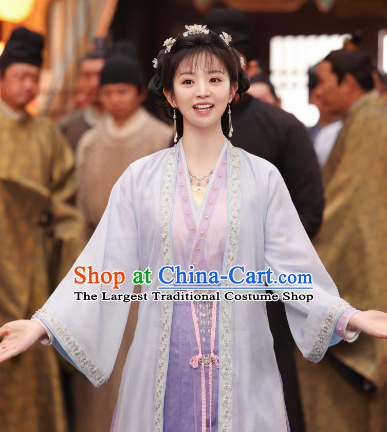Traditional Hanfu Young Lady Costumes Romantic TV Series New Life Begins Li Wei Clothing China Ancient Princess Lilac Dresses