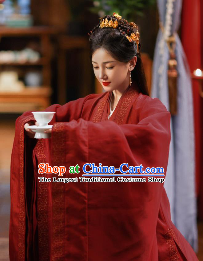 Romantic TV Series New Life Begins Hao Xia Clothing China Court Woman Costumes Ancient Noble Concubine Red Dresses
