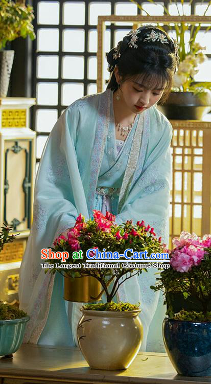 China TV Series New Life Begins Young Lady Li Wei Clothing Ancient Princess Blue Garment Costumes