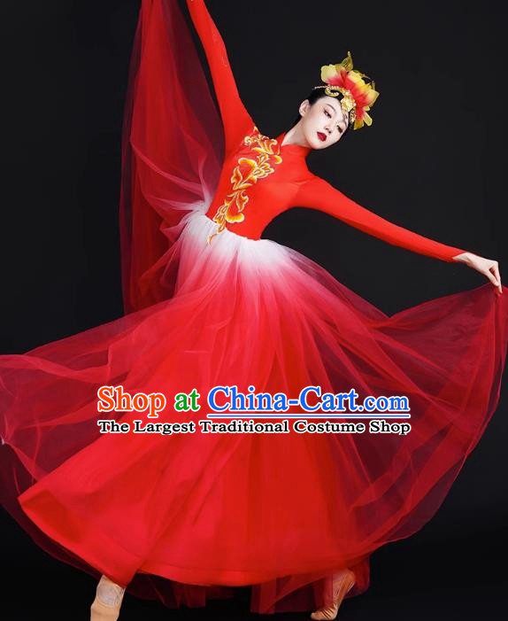 Opening Dance Big Swing Skirt Performance Costume Female Modern Stage Dance Costume Chinese Style Long Skirt In The Lights