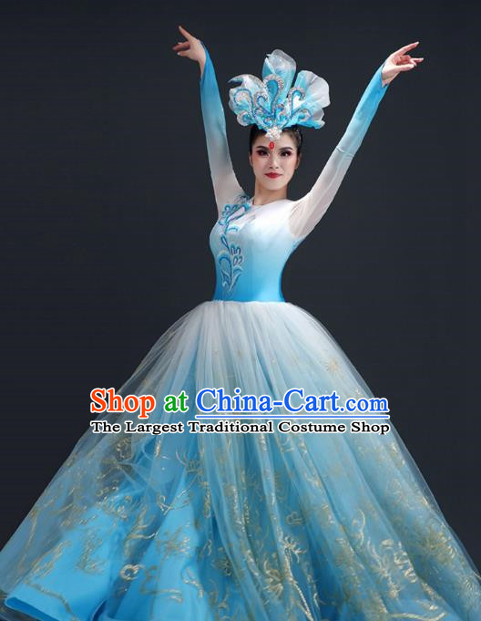 Opening Dance Big Swing Skirt Performance Costume Female Large Stage Chorus Modern Dance Costume Song Dance Dress