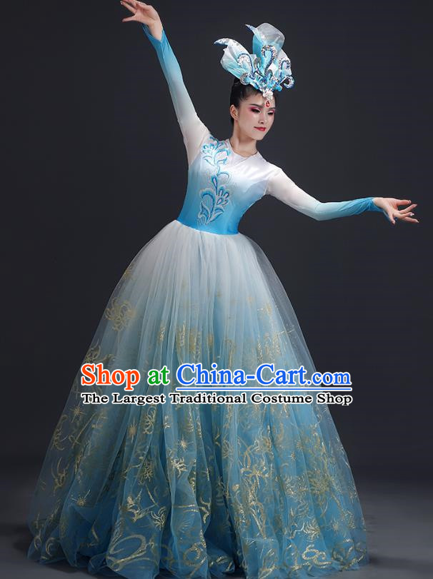 Opening Dance Big Swing Skirt Performance Costume Female Large Stage Chorus Modern Dance Costume Song Dance Dress