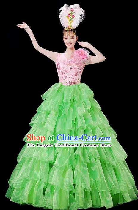 Opening Dance Big Swing Skirt Performance Costume Female Chinese Style Large Stage Modern Dance Costume Singing and Dancing Long Skirt