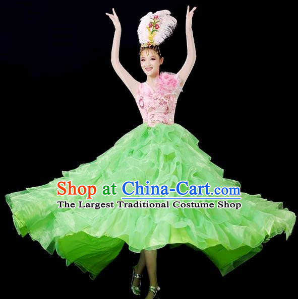 Opening Dance Big Swing Skirt Performance Costume Female Chinese Style Large Stage Modern Dance Costume Singing and Dancing Long Skirt