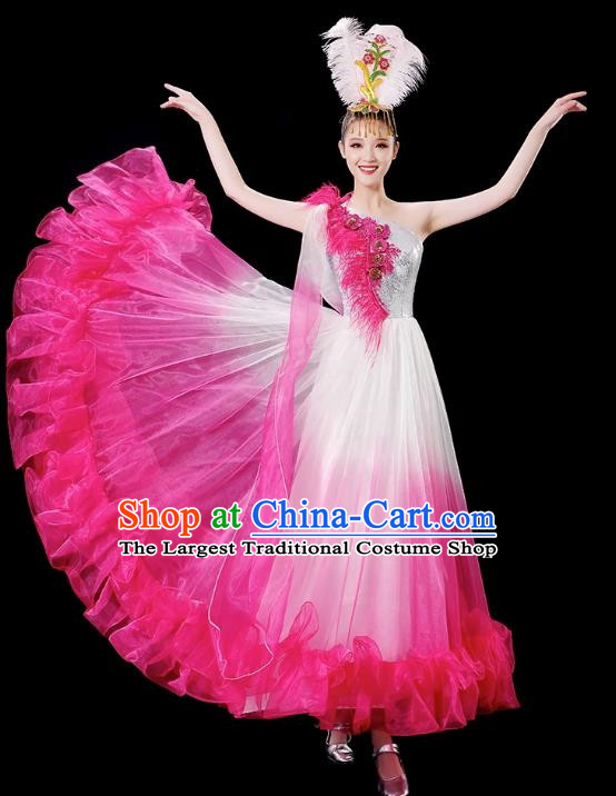 Opening Dance Big Swing Skirt Performance Costume Female Chinese Style Modern Stage Fan Dance Costume Song Dance Long Skirt