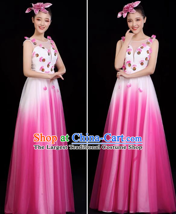 Pink Opening Dance Big Swing Skirt Performance Costume New Cantata Long Skirt Accompanying Dance Costume Female Modern Dance