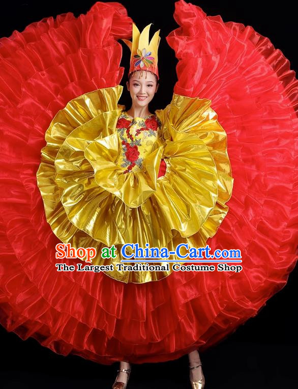 Opening Dance Big Swing Skirt Performance Costume Female Dance Stage Song and Dance Performance Costume Modern Big Skirt