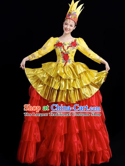 Opening Dance Big Swing Skirt Performance Costume Female Dance Stage Song and Dance Performance Costume Modern Big Skirt