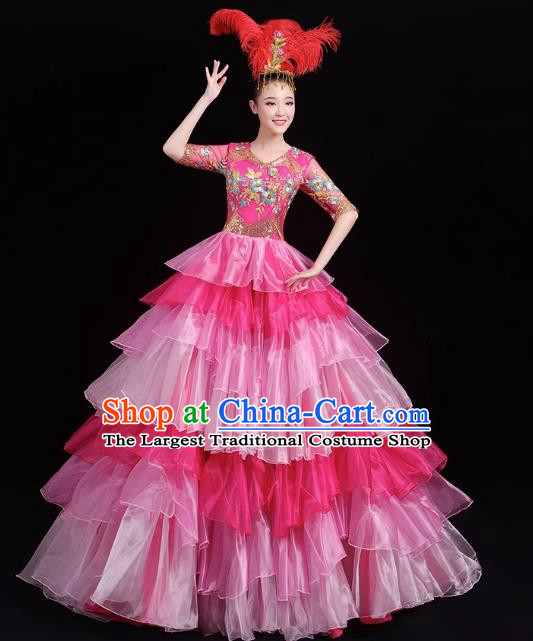 Opening Dance Big Swing Skirt Performance Costume Female Big Skirt Classical Dance Costume Modern Dance Long Skirt