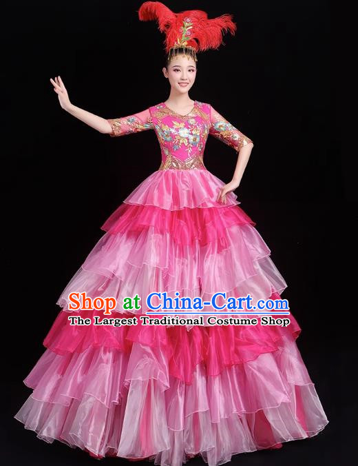 Opening Dance Big Swing Skirt Performance Costume Female Big Skirt Classical Dance Costume Modern Dance Long Skirt