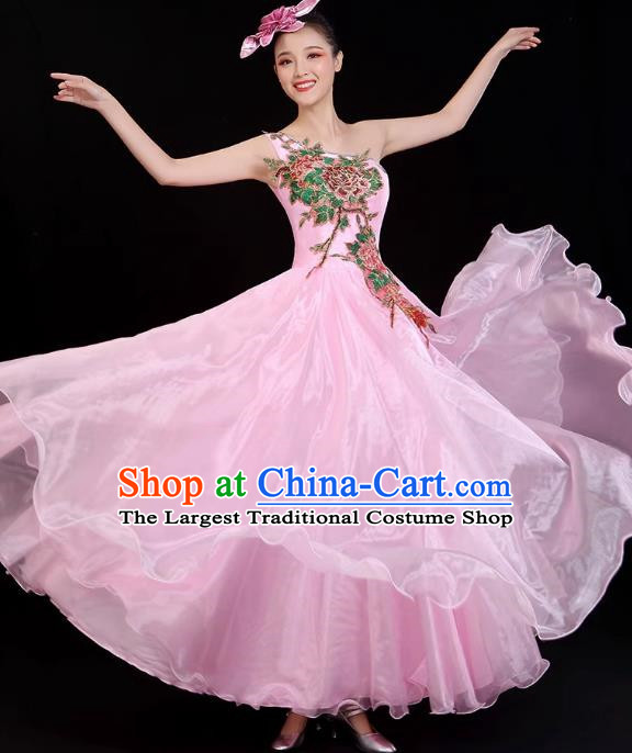 Opening Dance Big Swing Skirt Modern Dance Costume Chorus Costume Pink 540 Swing Costume Female Dancer