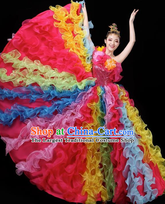 Opening Dance Big Swing Skirt Performance Costume Female Dancer Long Skirt Atmospheric Dance Costume Large Modern Dance