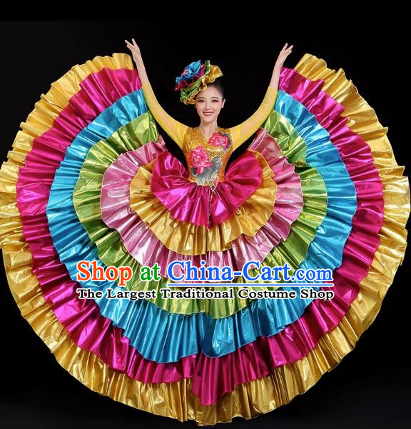 Opening Dance Big Swing Skirt Performance Costume Long Skirt Singing With Stage Large Ethnic Modern Dance Costume Female