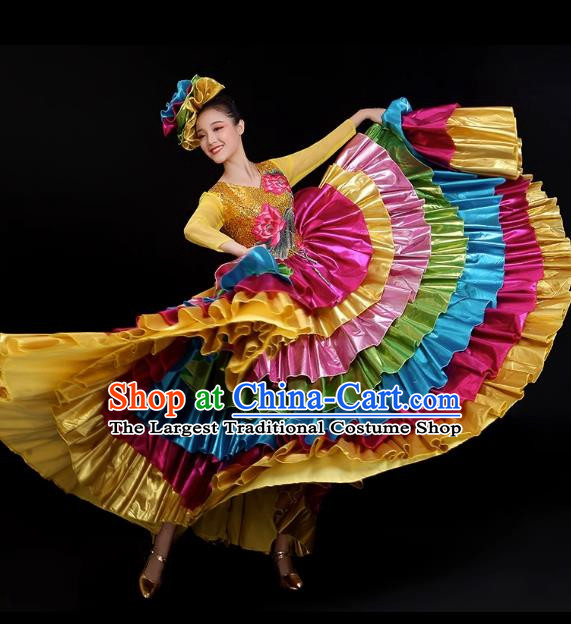 Opening Dance Big Swing Skirt Performance Costume Long Skirt Singing With Stage Large Ethnic Modern Dance Costume Female