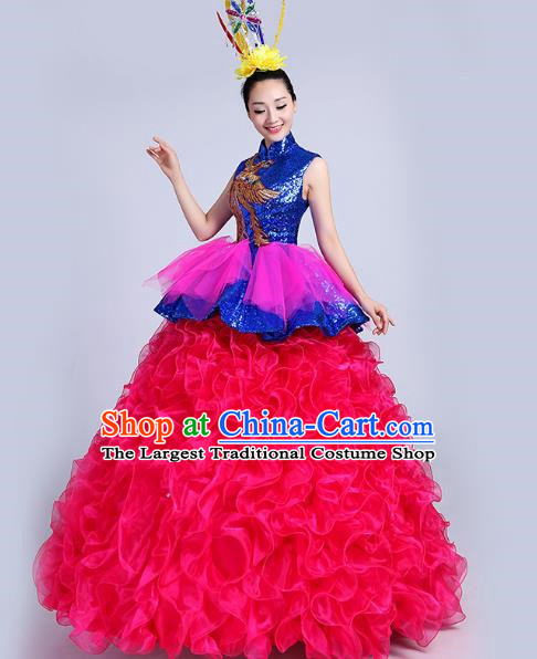 Opening Dance Big Swing Skirt Performance Costume Female Long Skirt Chorus Stage Costume Performance Costume Dance