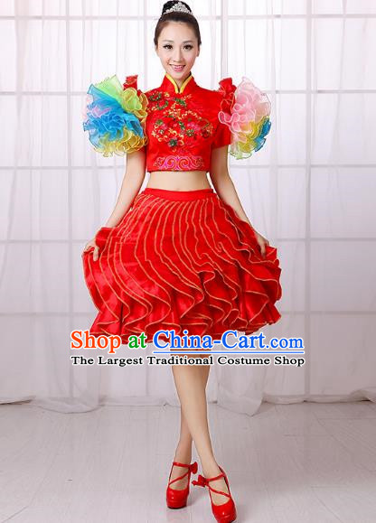 Modern Dance Costume Bag Shoulder Opening Dance Tutu Skirt Adult Dance Costume Square Dance Skirt Female