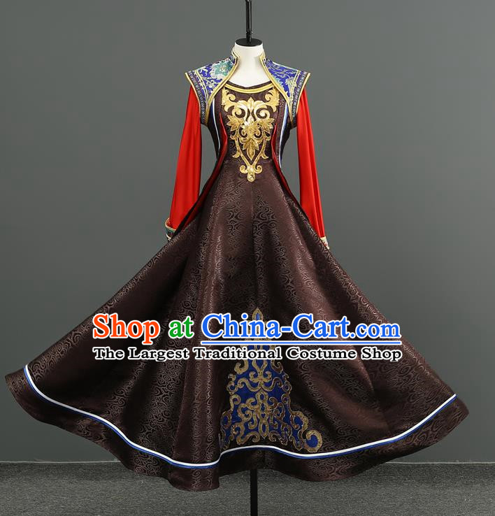 Mongolian Dance Costume Performance Costume Set Female Art Test Practice Clothes Large Swing Skirt