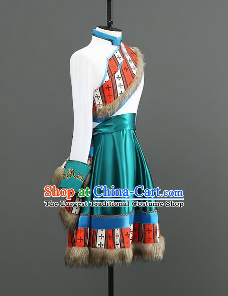 Professional Tibetan Men Short Adult Chinese Minority Ethnic Dance Performance Costumes