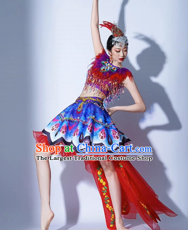 Red Parade Performance Costumes Women Group Performance Costumes Opening Dance Song Accompaniment Dance Performance Costume Female Tutu Skirt