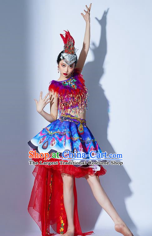 Red Parade Performance Costumes Women Group Performance Costumes Opening Dance Song Accompaniment Dance Performance Costume Female Tutu Skirt