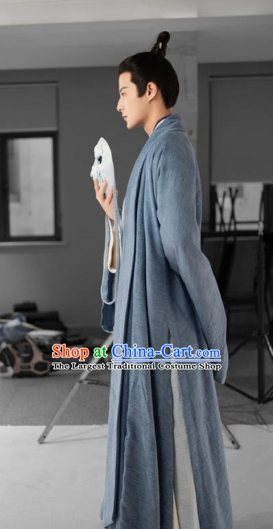 China Ancient Scholar Blue Costumes An Ancient Love Song Shen Buyan Robes TV Series Young Childe Hanfu Clothing