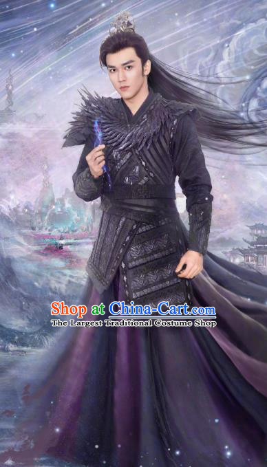 Chinese Ancient Warrior Black Costumes Xianxia TV Series The Starry Love Prince Chao Feng Clothing