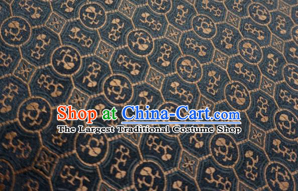 Deep Blue China Classical Diamond Pattern Material Traditional Song Dynasty  Design Brocade Fabric Hanfu Cloth