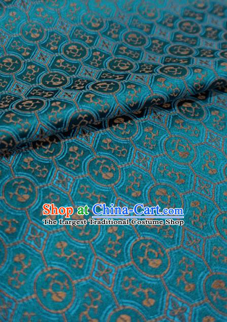 Peacock Blue China Classical Pattern Material Traditional Song Dynasty Design Brocade Fabric Hanfu Cloth