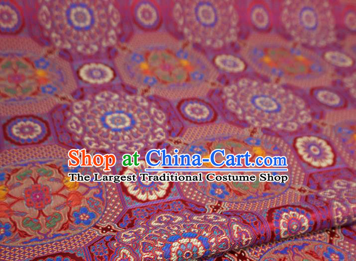 Fuchsia China Classical Rosette Pattern Material Traditional Design Brocade Fabric Tibetan Costume Cloth