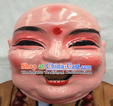 Handmade Da Tou Fut Mask Chinese New Year Parade Happy Monk Mask