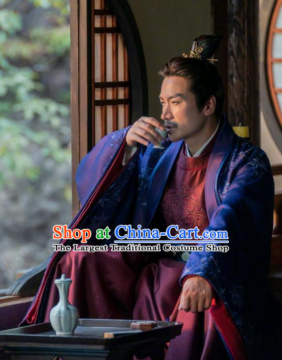 Chinese Song Dynasty Elder Man Costumes Ancient Milord Clothing TV Series Destined Chang Feng Du Jiang He Attire