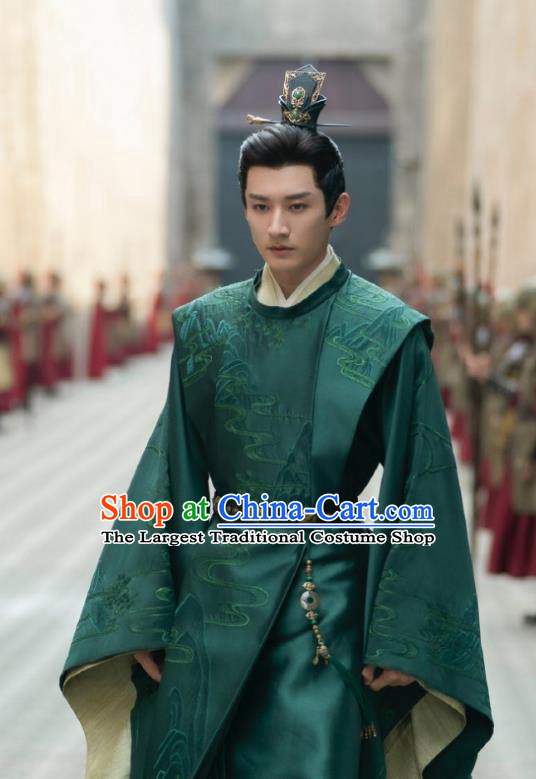 China Song Dynasty Scholar Costumes Ancient Merchant Green Clothing TV Series Destined Chang Feng Du Luo Zi Shang Replica Garments