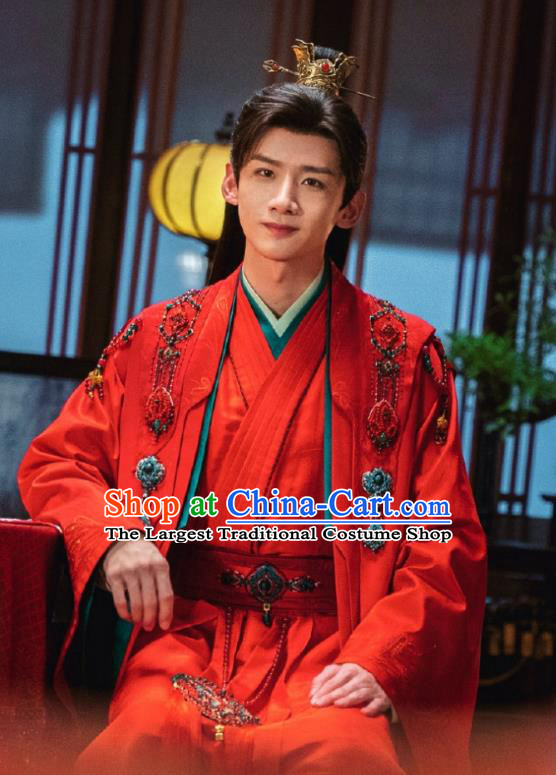 China Song Dynasty Childe Costumes Ancient Groom Clothing Romantic Drama Destined Chang Feng Du Gu Jiu Si Wedding Garments