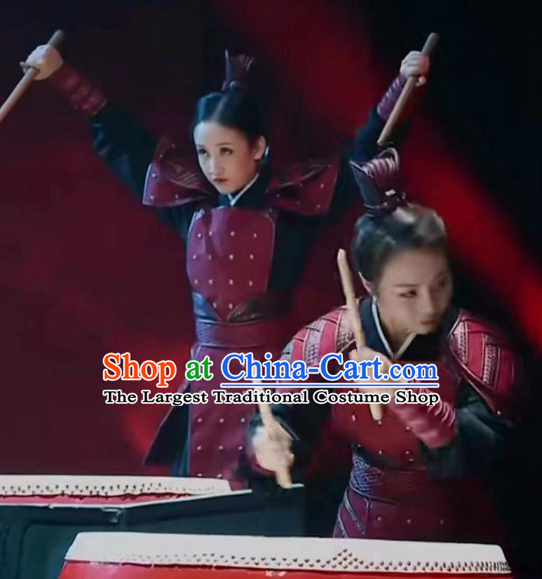 China Ancient Female Warrior Clothing Top Stage Performance Costume Woman Group Dance Outfit