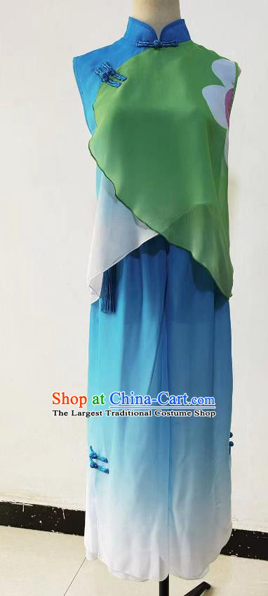 China Yangko Dance Green Outfit Professional Folk Dancing Clothing Children Stage Performance Costume