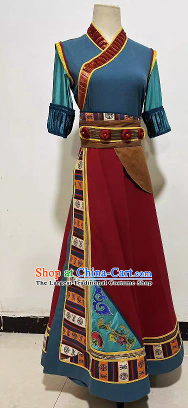 China Ethnic Stage Performance Costume Mongol Nationality Dance Outfit Professional Mongolian Dancing Clothing