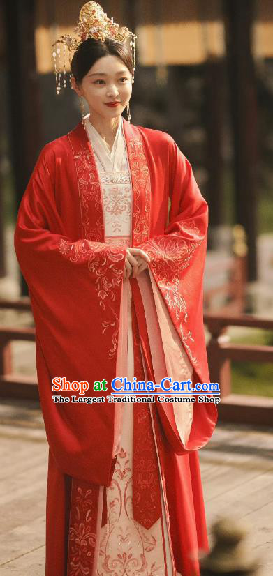 China Romantic Drama Destined Chang Feng Du Wedding Dress Ancient Bride Clothing Song Dynasty Female Garment Costumes