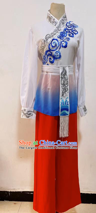 Chinese Folk Dance Costume Professional Stage Performance Clothing Drum Dance Outfit