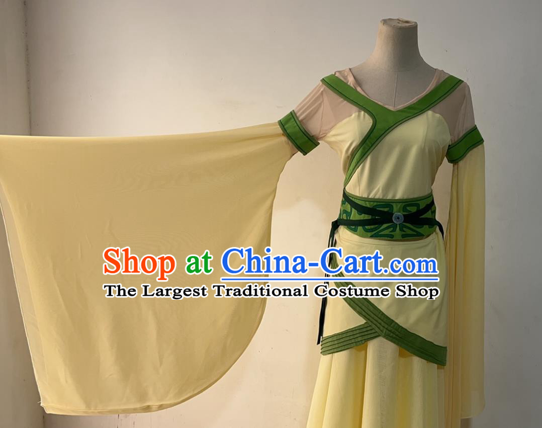 China Woman Stage Performance Costume Taoli Cup Dance Competition Clothing Classical Dance Chang E Yellow Hanfu Dress