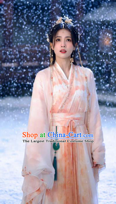 Till The End of The Moon Xianxia Drama Fairy Li Susu Clothing China Ancient Goddess Light Pink Costumes Complete Set